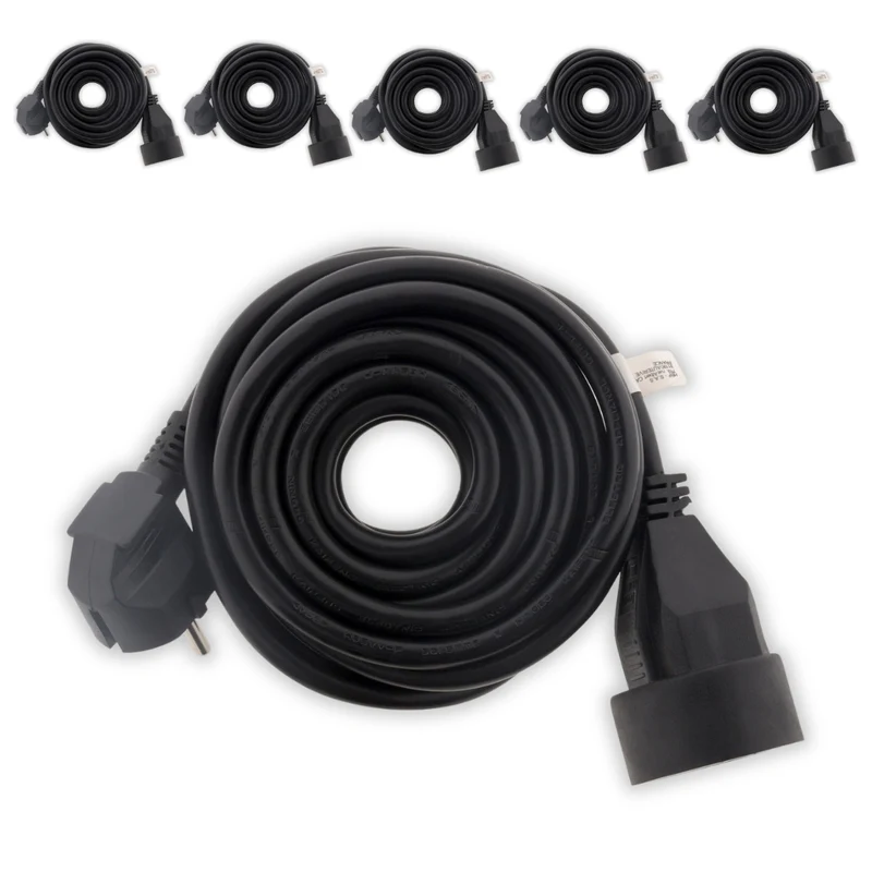 Lot de 6 prolongateurs 16A 2P+T HO5VV-F 3G1,5mm² - noir 3m - Zenitech
