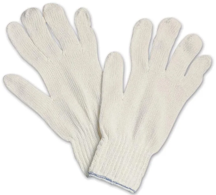 GLOVES AMBIDEXTROUS KNIT W/KNIT WRIST WHITE SIZE 10