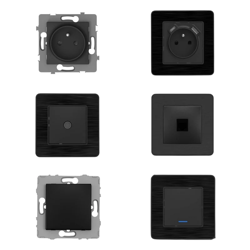 Set de 2 prises 16A + 2 interrupteurs va et vient + prise RJ45 + prise TV - idéal T3 - Zenitech