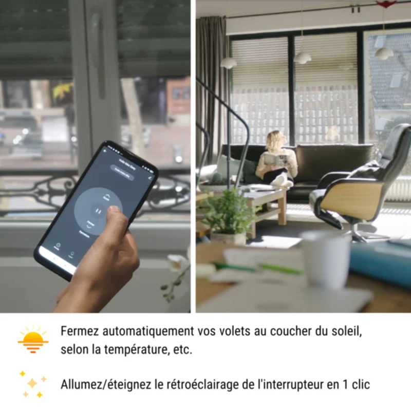 Interrupteur connecté Wi-Fi + Bluetooth volets roulants Vollo Max 3 - Konyks