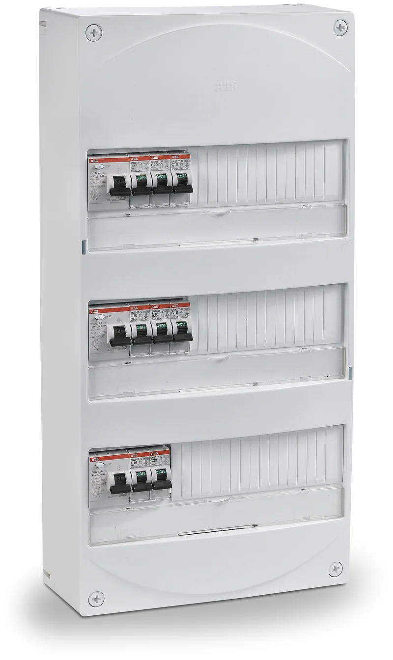 Coffret électrique prééquipé 3 rangées, 39 modules - idéal T4 - ABB