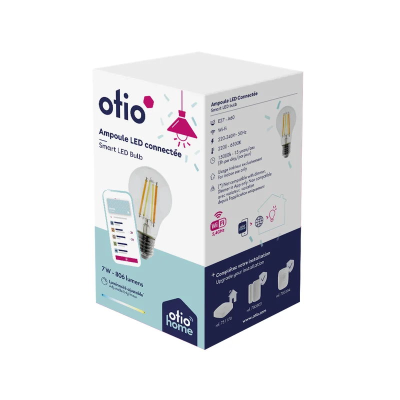 Ampoule WIFI Filament LED A60 E27 7W - Otio