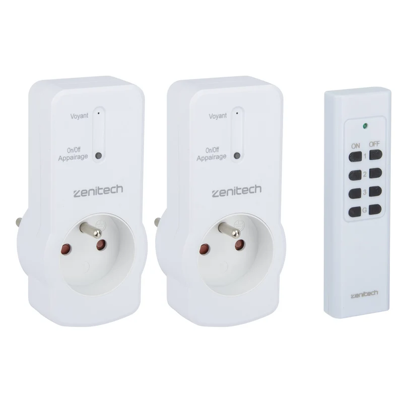Lot de prises 10A 2P+T télécommandées - Zenitech
