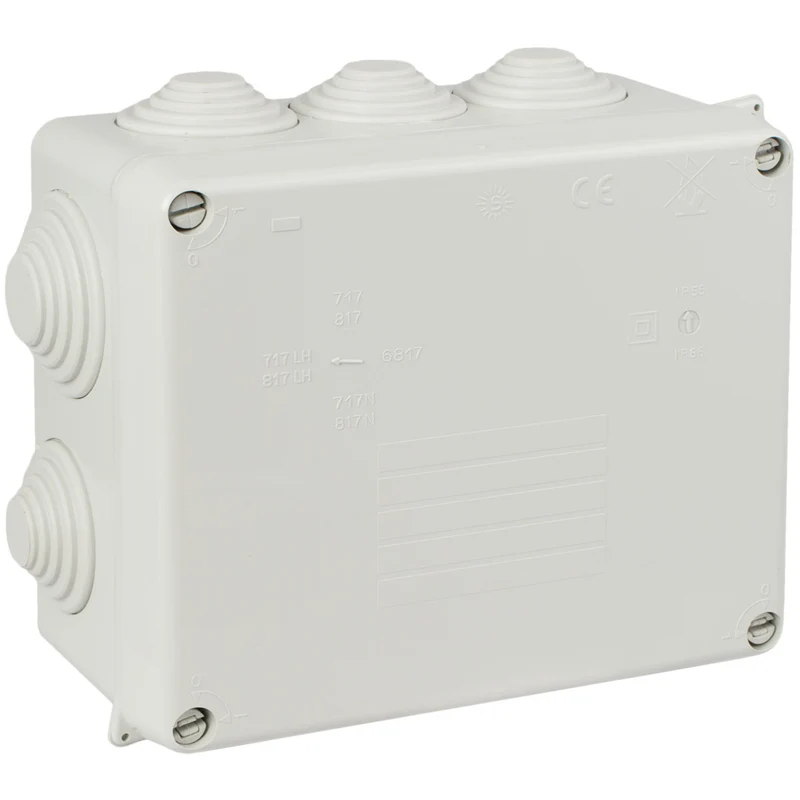 Boîte de dérivation rectangulaire IP55 10 entrées - 160 x 135 x 70 mm - Solera