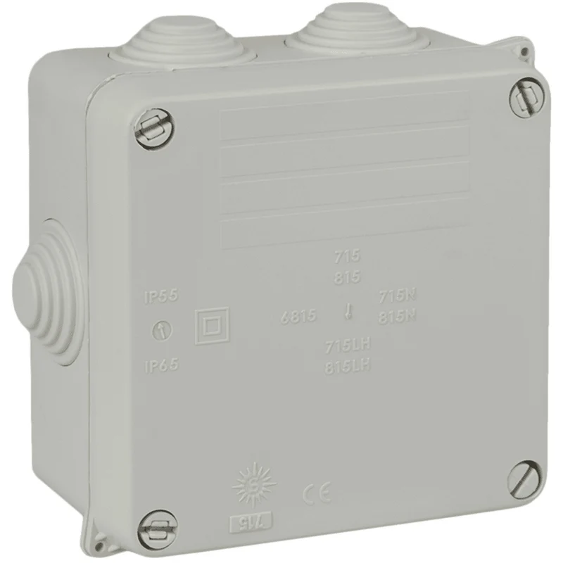 Boîte de dérivation carrée IP55 7 entrées - 100 x 100 x 55 mm - Solera