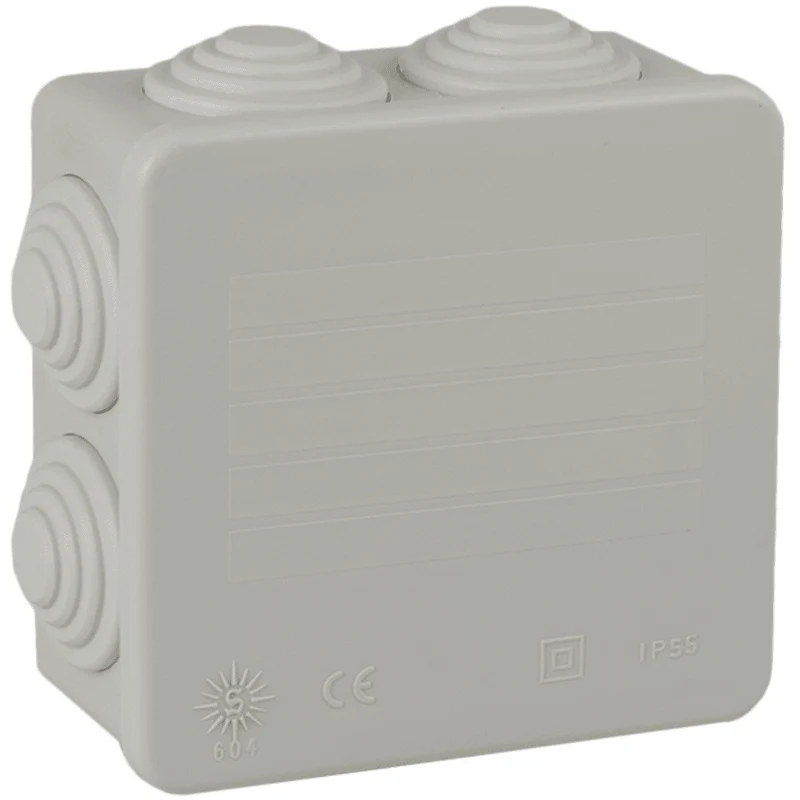Boîte de dérivation carrée IP55 8 entrées - 80 x 80 x 35 mm - Solera