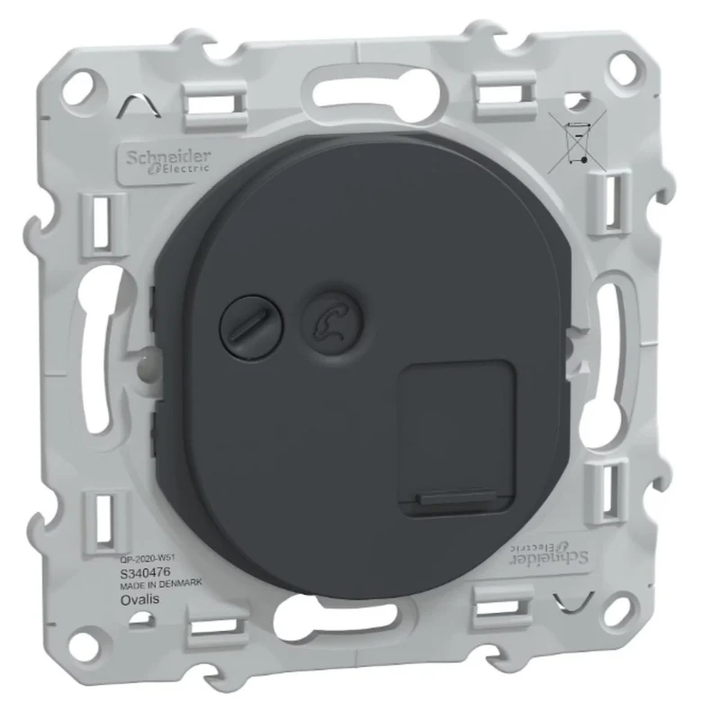 Prise RJ45 cat.6 STP grade 3 anthracite réseaux VDI - Ovalis - Schneider