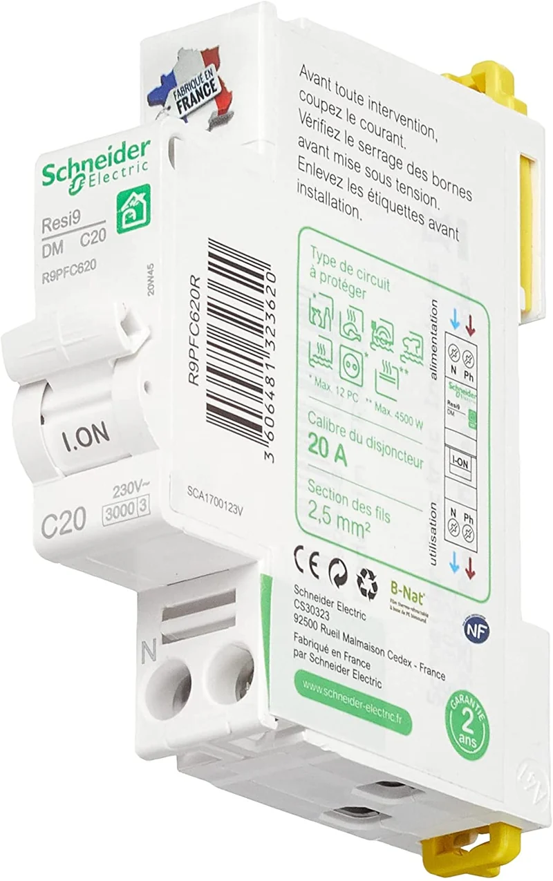 Disjoncteur peignable Rési9 (20A Courbe C) à vis XP - Schneider