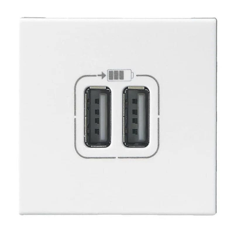 Double chargeur USB-A 3A 15W 2 modules complet - Mosaic - blanc - Legrand