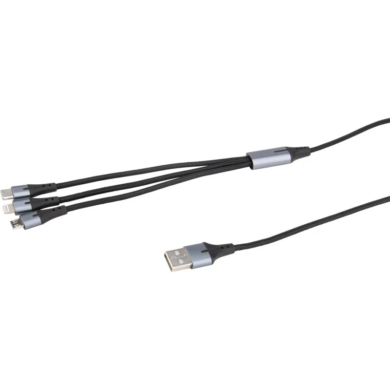 Câble USB triple tête USB-A+C câble 1m - Zenitech