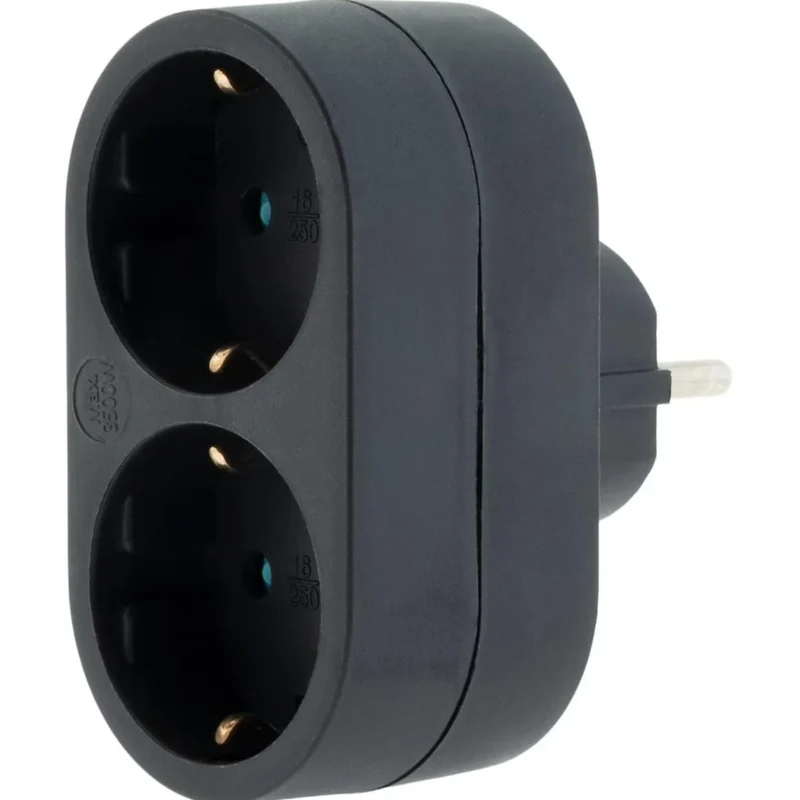 Prise biplite Schuko 16A Noir - Zenitech