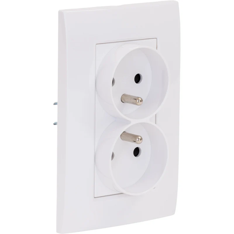 Double prise Verticale + plaque de finition Kalya - Blanc - Zenitech