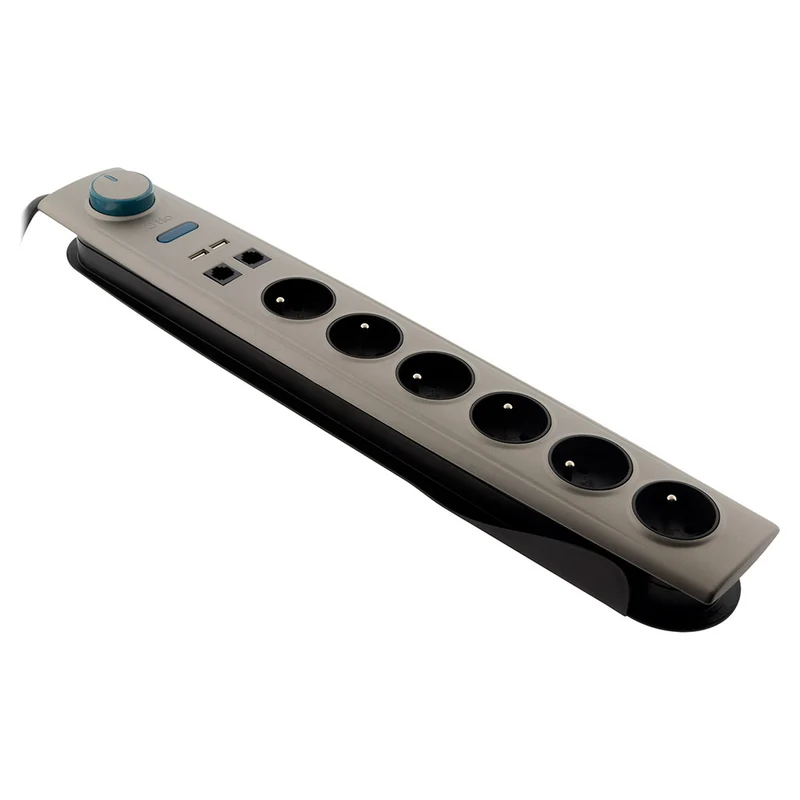 Multiprise parafoudre 6 prises 16A avec interrupteur + USB RJ11 - Otio