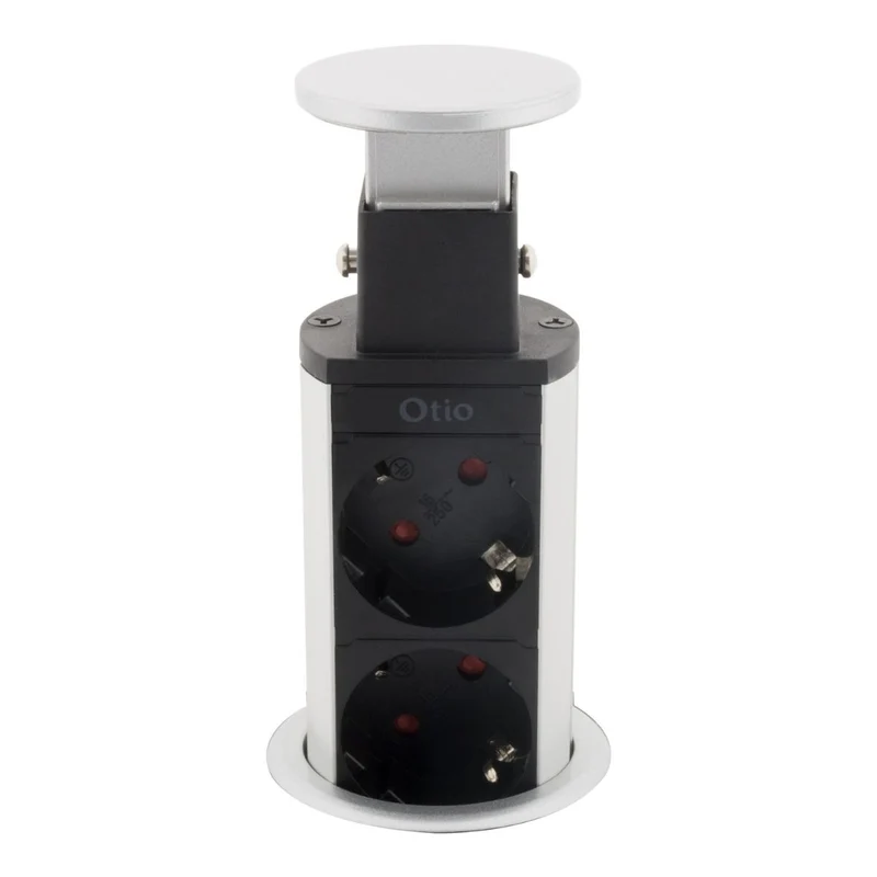 Multiprise encastrable Schuko 3x16A + 2 ports USB A - Blanc/Noir - Otio