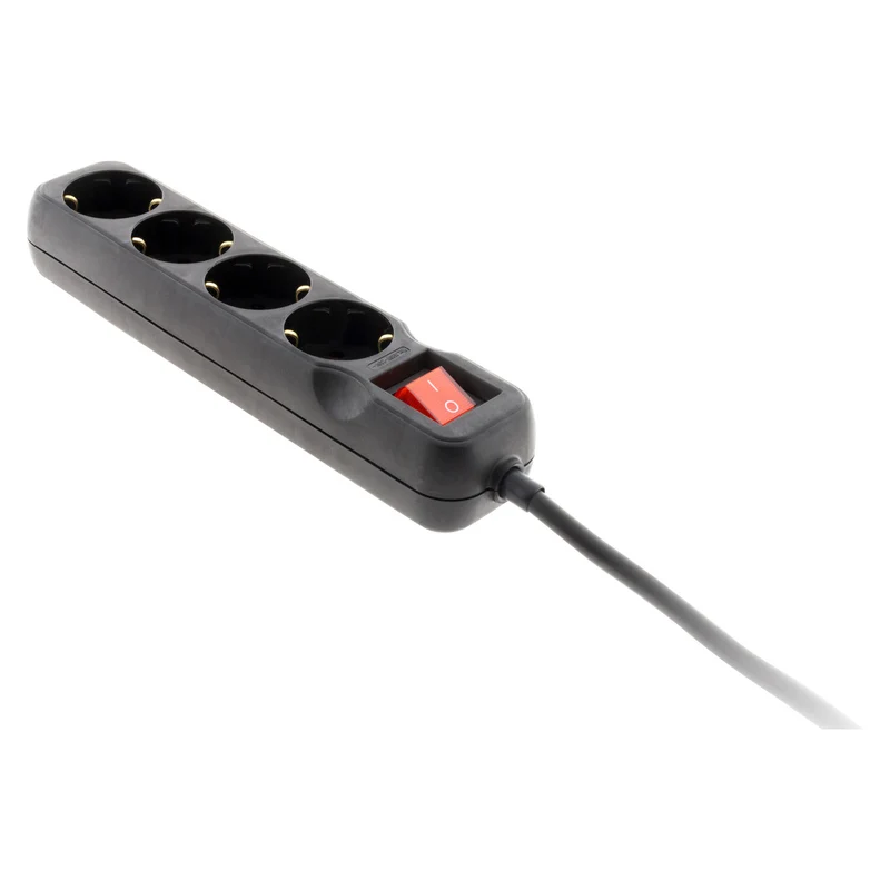 Multiprise Schuko + interrupteur 16A - noir - Zenitech