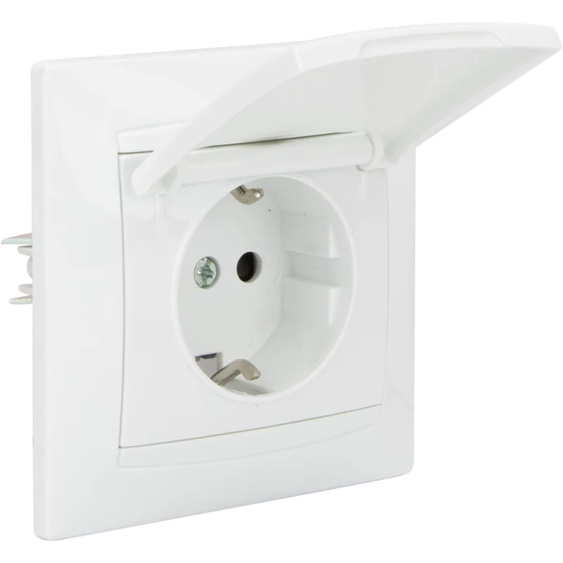 Prise Schuko à clapet encastrée - Blanc - Zyna - Zenitech