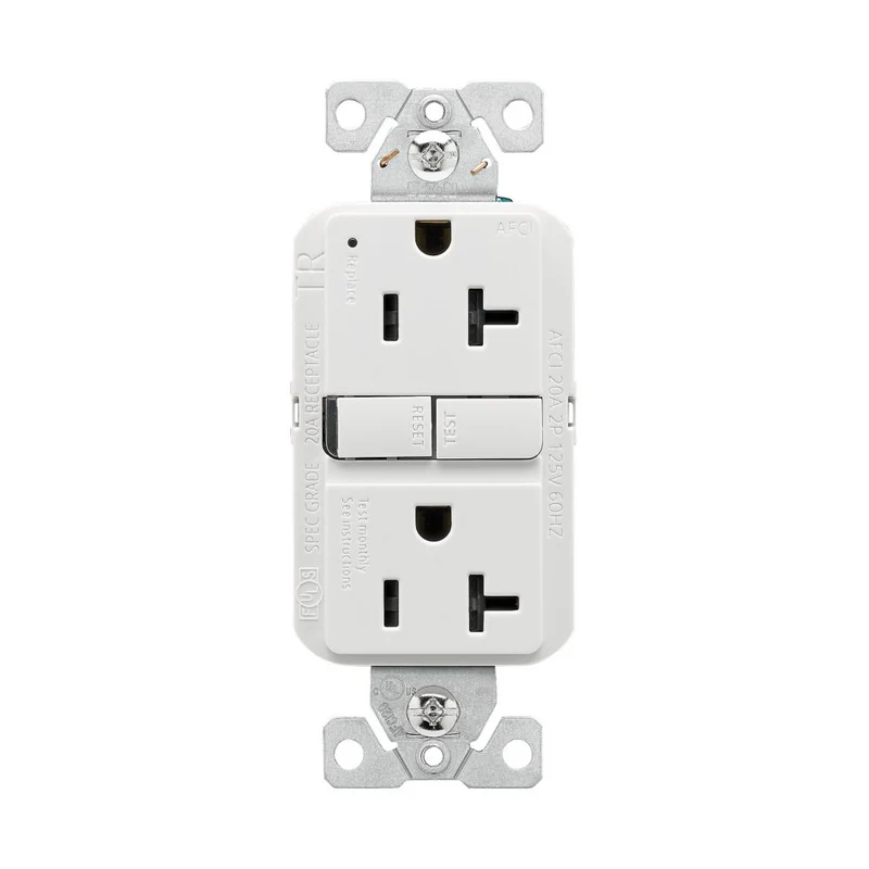 Eaton Slim AFCI recptacle Tamper Resistant, 20A, 125V, 2 poles, 3 wire, White