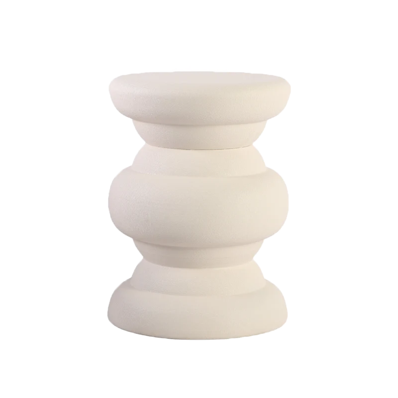 Tabouret ou bout de canapé design en métal ivoire
