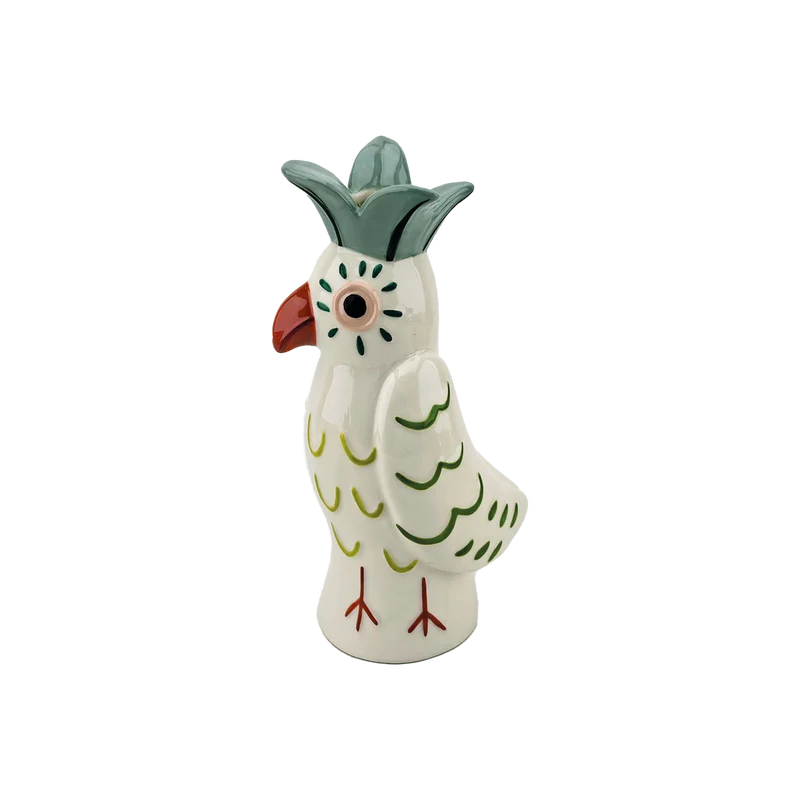Vase naif en forme d'oiseau bleu et vert