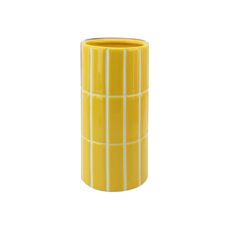 Vase haut en grès effet carrelage - Différents coloris