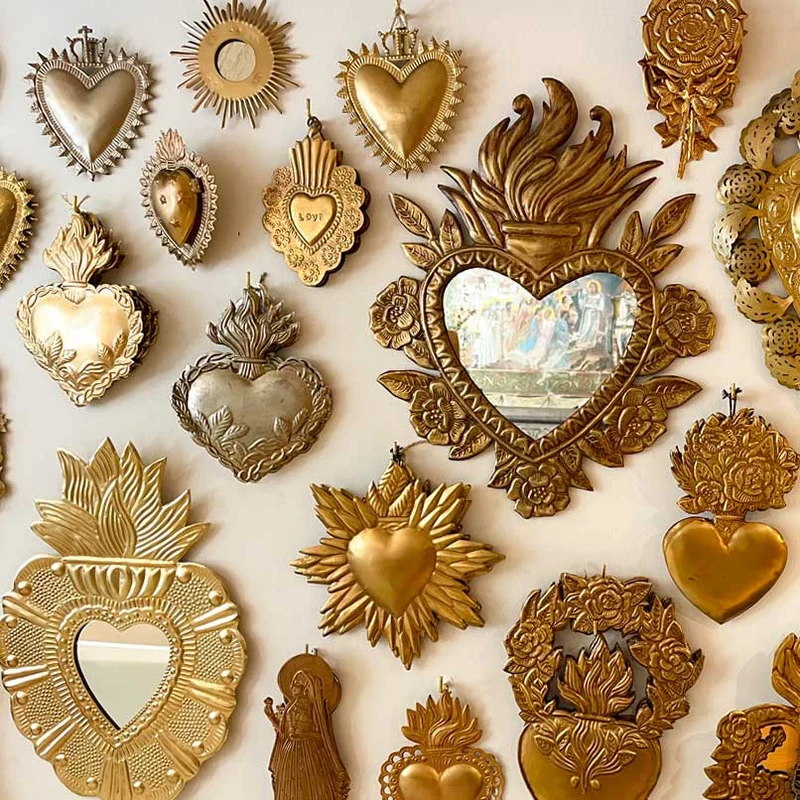 Miroir doré cœur Eligia or - Boncoeurs