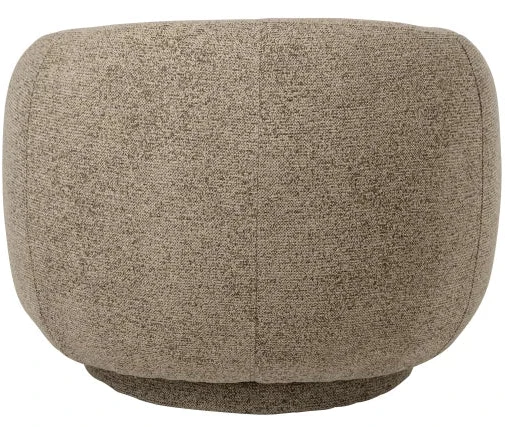 Fauteuil arrondi en tissu bouclette taupe totalement pivotant