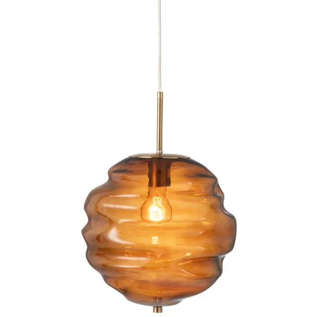 Suspension en verre ambre esprit ruche