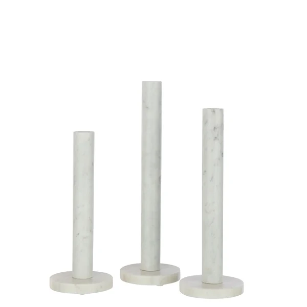 Bougeoir cylindrique en marbre blanc - 3 tailles
