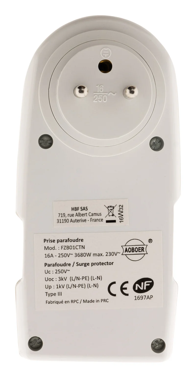 Prise parafoudre téléphone + TV SAT Ø9,52mm - Zenitech