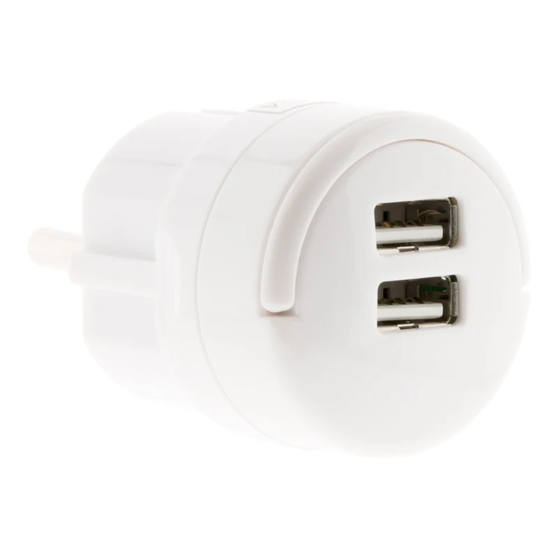 Double chargeur USB 2,1A avec anneau d'extraction Blanc - Zenitech