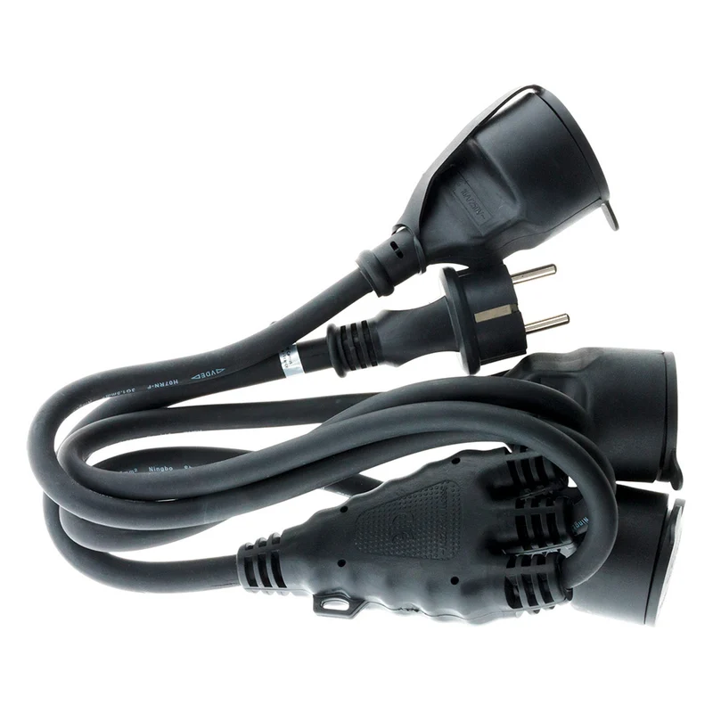 Prolongateur à triple tête pour chantier HO7RN-F 16A 3G1,5mm² - Noir 1m - Zenitech