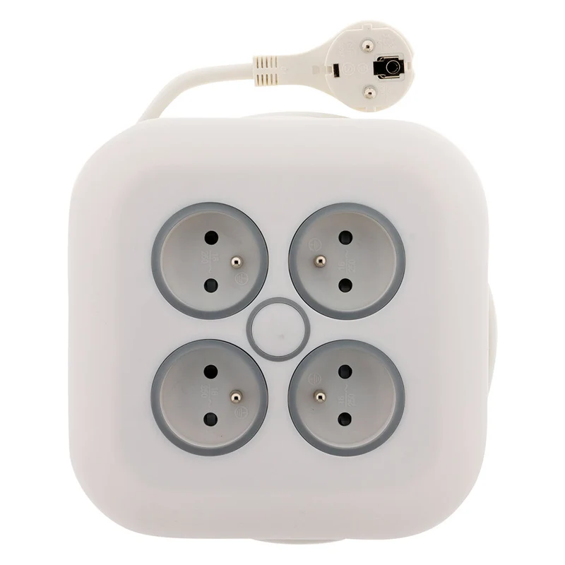 Enrouleur domestique 4x16A 2P+T fiche extraplate 3G1mm² 7m - blanc - Zenitech