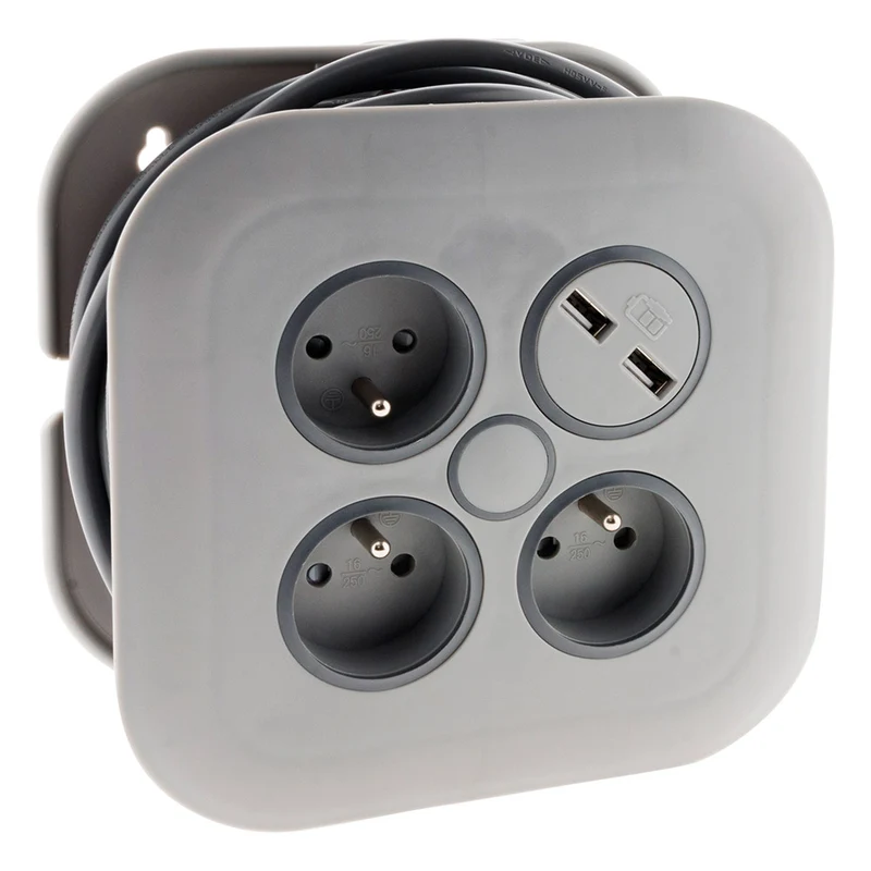Enrouleur domestique 3 x 2P+T 16A + 2x USB - Zenitech