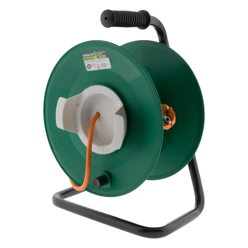 Enrouleur jardin vide précâblé 3G1,5mm² 70cm + coupe circuit Noir - Zenitech