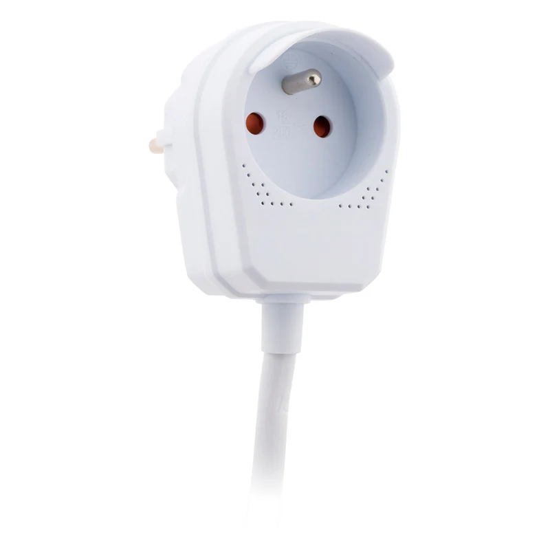Prolongateur HO5VV-F 3m avec prise gigogne - Blanc - Zenitech