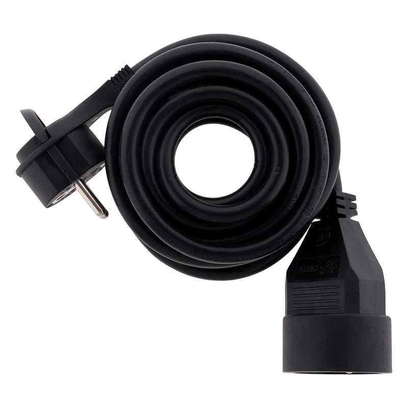Prolongateur 16A 2P+T HO5VV-F 3G1,5mm² Noir 3m avec fiche extraplate - Zenitech