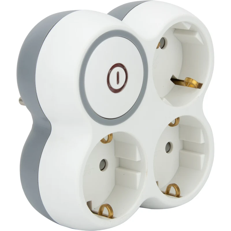 Triplite Schuko 16A + interrupteur - Blanc/Gris - Bolea - Zenitech