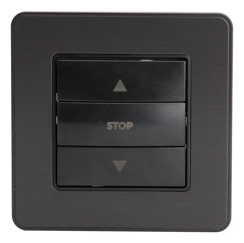 Interrupteur simple commande volets roulants 10A - métal Noir brossé - Kouro - Zenitech