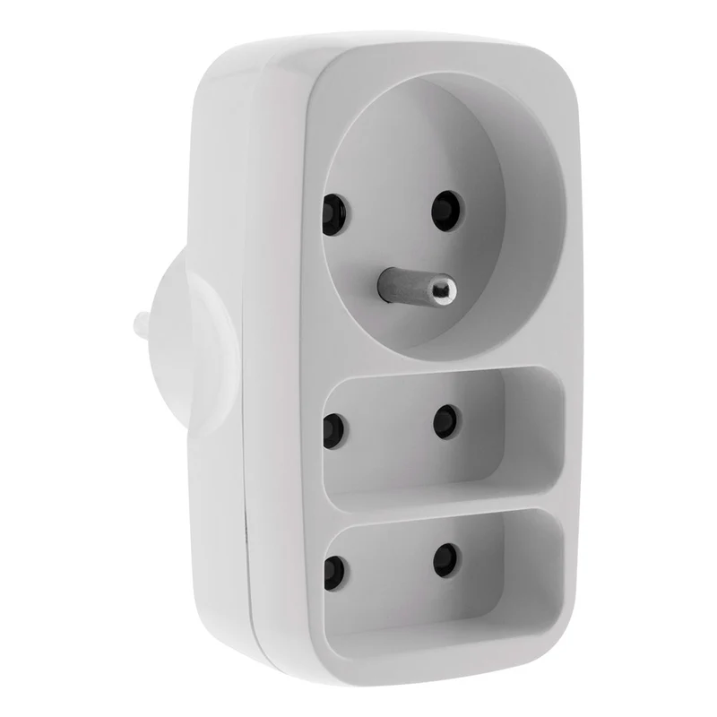 Multiprise triplite 2x2P 6A + 1x2P+T 16A - Blanc - Zenitech