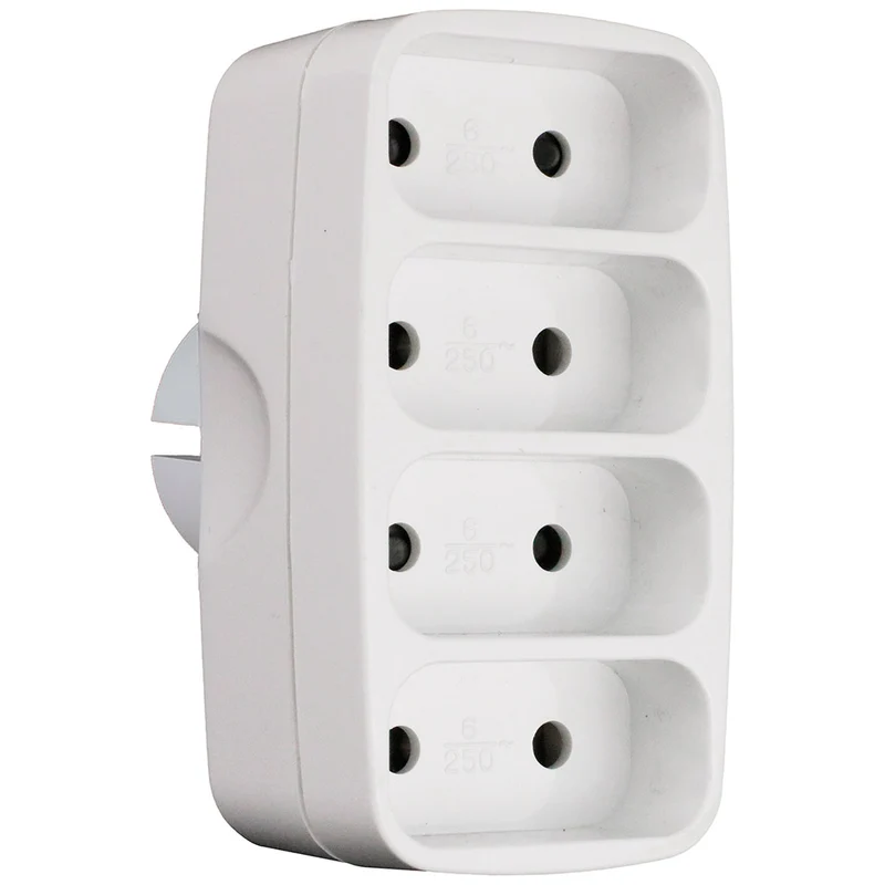 Multiprise quadriplite 6A façade - Blanc - Zenitech