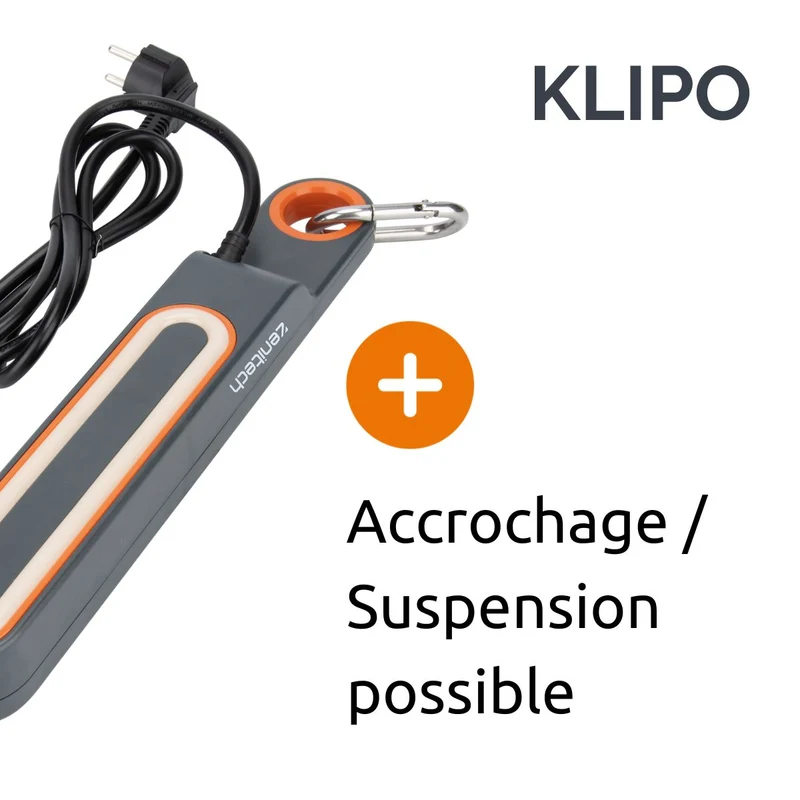 Bloc multiprise Klipo travaux et chantiers avec lampe LED - 3 prises 2P+T et USB Orange - Zenitech