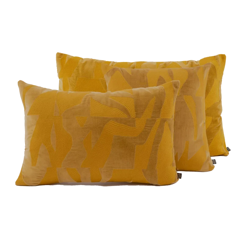Coussin rectangulaire en velours graphique, modèle Milton- Haomy