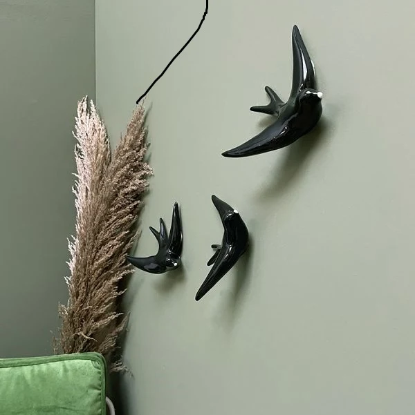 Décoration murale Hirondelle en céramique émaillée - Monochromic