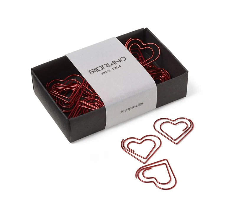 Boîte de 30 trombones / paper clips en forme de coeur - Fabriano