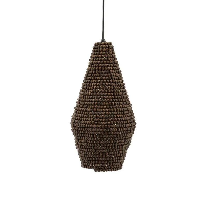 Suspension goutte en perles de bois – Luminaire ethnique chic