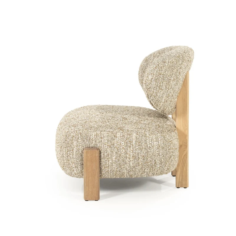 Fauteuil design en tweed et bois de chêne - Plusieurs coloris de bois