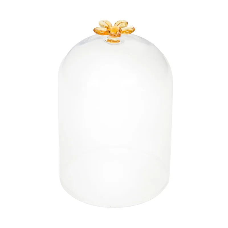 Cloche décorative en verre avec fleur jaune