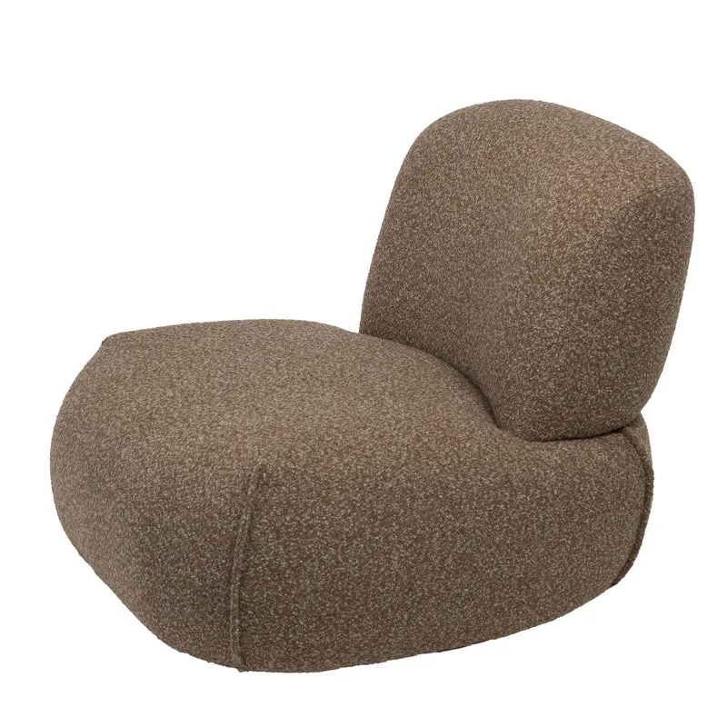 Fauteuil arrondi en tissu bouclette marron – Assise cocooning pivotante