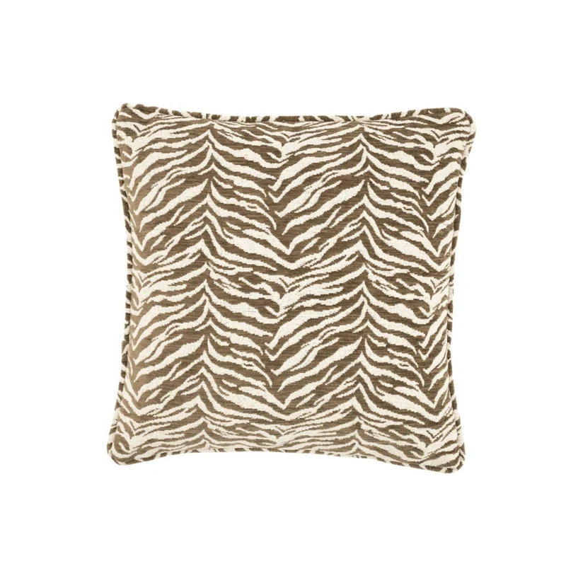 Coussin décoratif à motif tigré – Velours marron ethnique chic