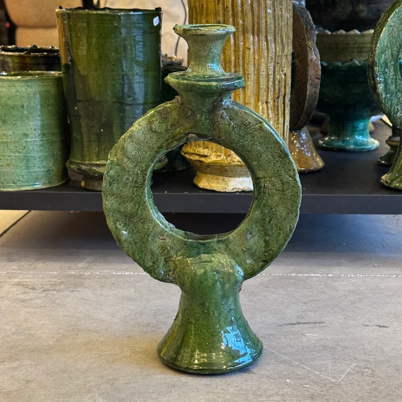 Bougeoir cercle en poterie traditionnelle de Tamegroute